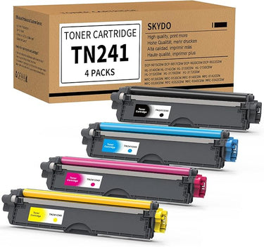Skydo TN241 TN245 Toner TN-241 Cartucho de tóner Compatible para Brother TN241 Toner para Brother DCP-9020CDW DCP-9015CDW HL-3140CW MFC-9330CDW MFC-9340CDW MFC-9140CDN HL-3150CDW HL-3170CDW (4-Pack)